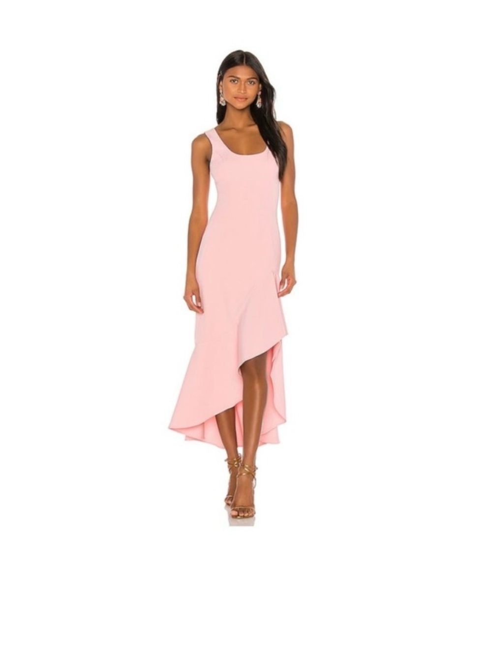 Bardot Blush Pink Asymmetrical Midi Dress Size US 6 / Small - Picture 2 of 5